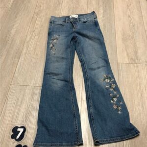 Abercrombie & Fitch Kids Blue Jeans with Floral Embroidery